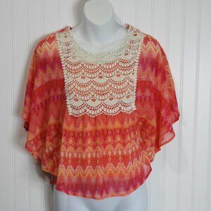 New Orange Tangerine Lace Crochet Boho Top Shirt Sz L Speechless NWT
